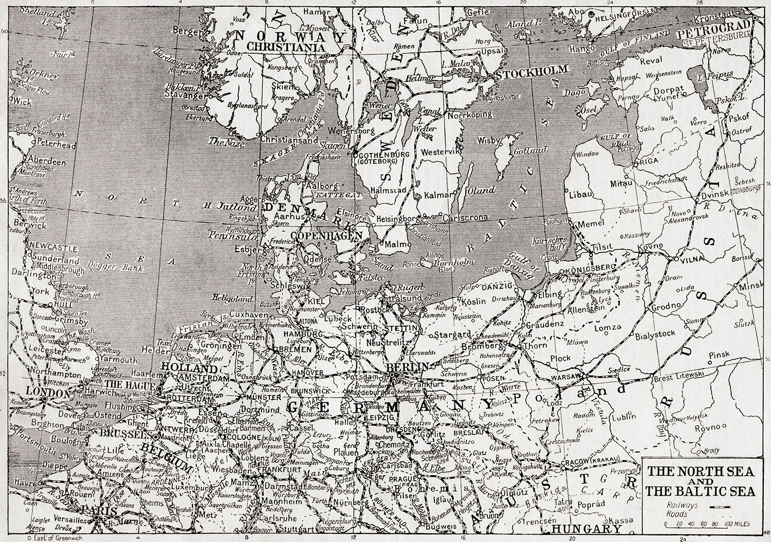 Map of the North Sea and Baltic Sea, 1914.